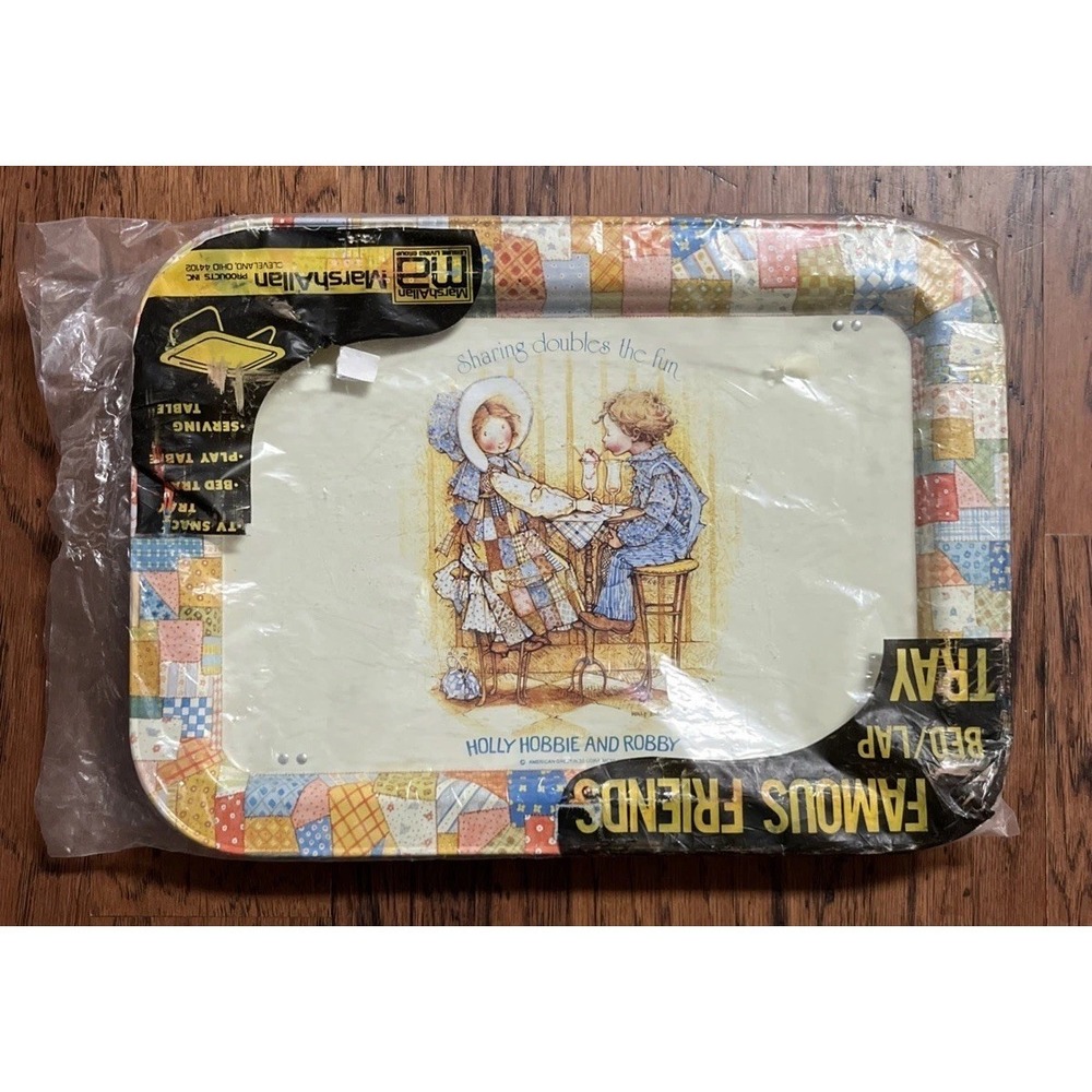Vintage Holly Hobbie TV Tray, Robbie 1979 Lap Metal Tin Folding Legs NEW Marsh